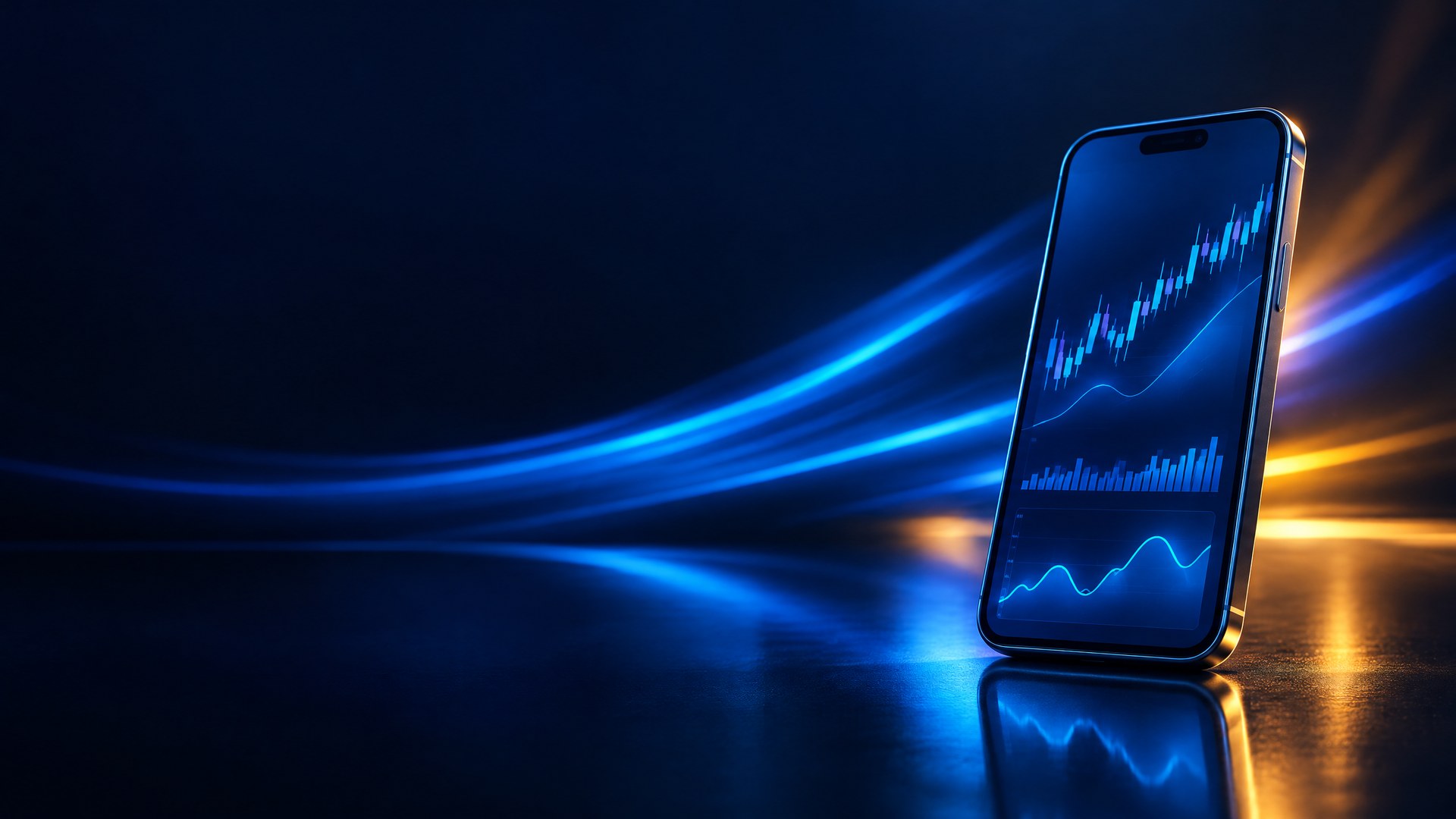 Smartphone showing an abstract market interface